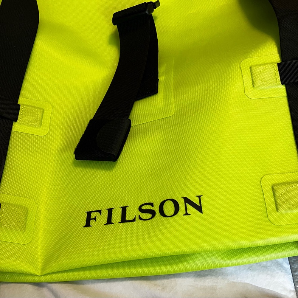 Filson Neon Yellow Waterproof Duffel with Black Straps - Picture 2 of 13